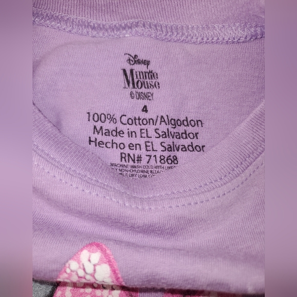 Disney little girl's lavender/pink Minnie Mouse short sleeve graphic tee Sz. 4 - Picture 3 of 4